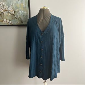 Natural Reflections Teal Button Down Top